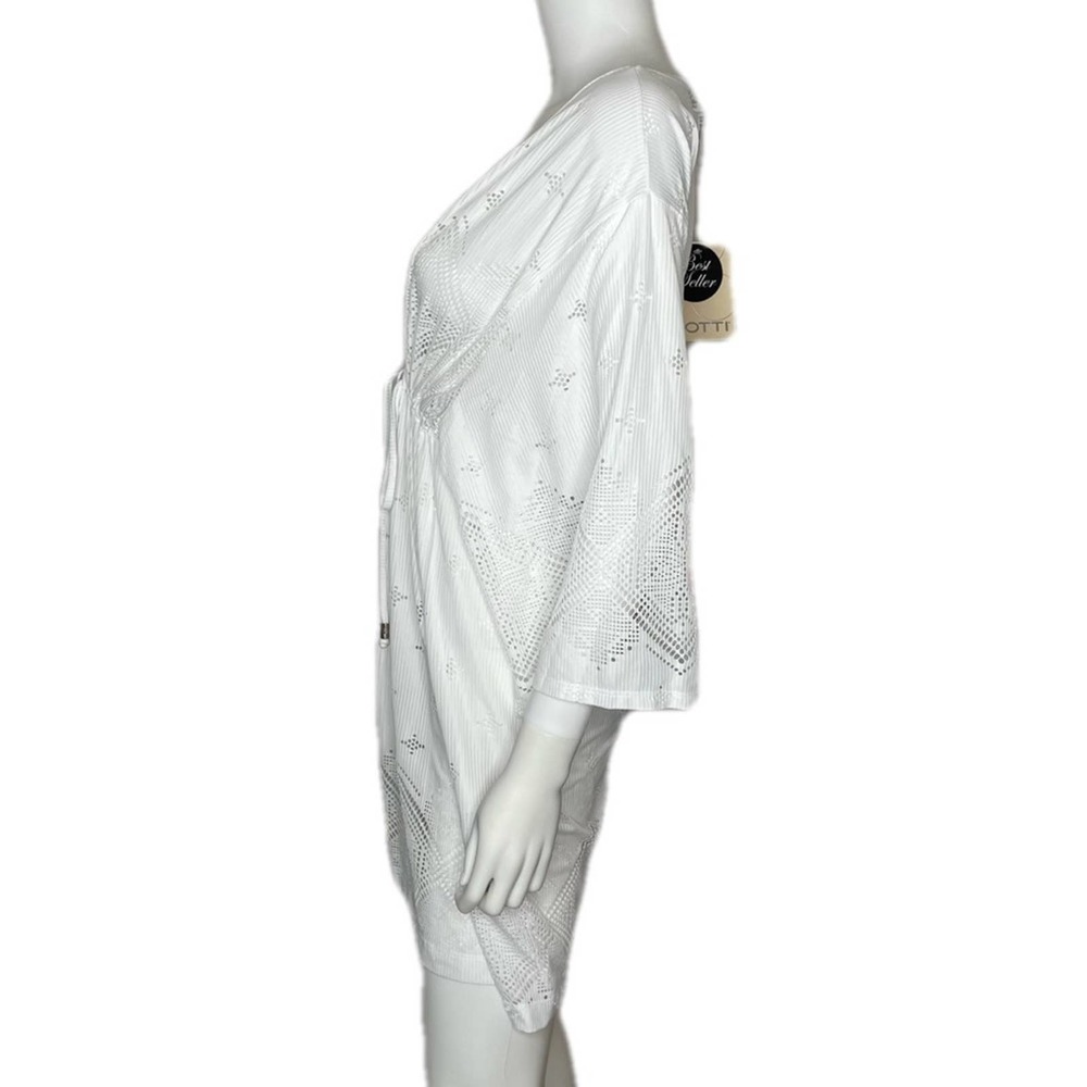 Dotti Women's White Tie Front Santorini Tile Tunic Swimsuit Cover-up sz L - Picture 3 of 4